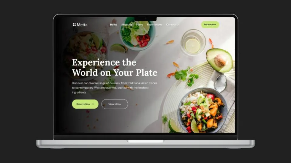 Metta Restaurant responsive homepage concept